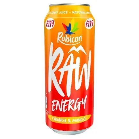 Rubicon Raw Energy Orange & Mango 500ml