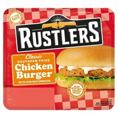 Rustlers Classic Southern Fried Chicken Burger with our Mayonnaise 127g
