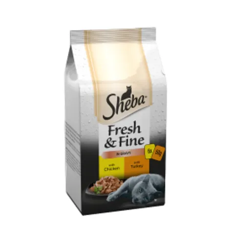 Sheba Fresh & Fine Wet Cat Food Pouches Chicken & Turkey in Gravy 6 x 50g