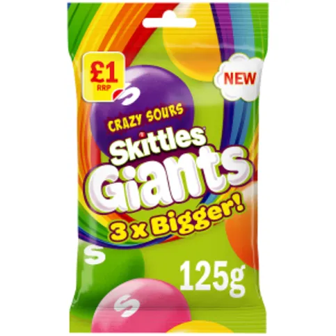 Skittles Giants Sour Sweets Bag 125g