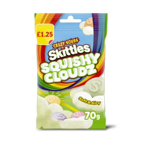 Skittles Squishy Cloudz Sour Sweets Fruit Flavoured Sweets Treat Bag 70g
