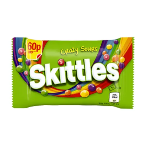 Skittles Vegan Chewy Crazy Sour Sweets Fruit Flavoured Bag 45g