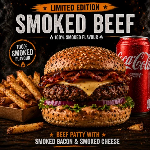Smoked beef burger meal