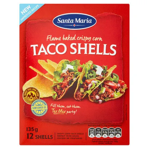 Santa Maria 12 Flame Baked Crispy Corn Taco Shells 135g