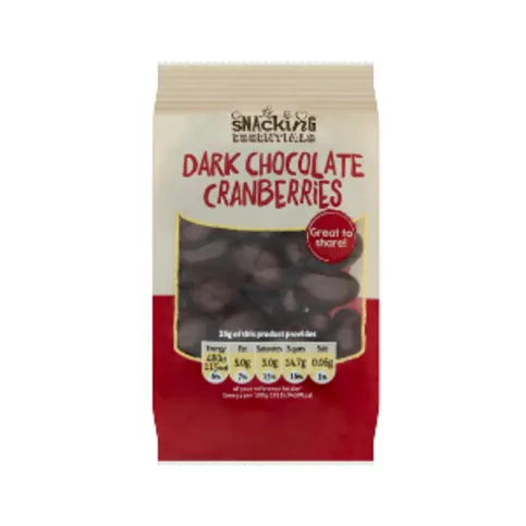 Snacking Essentials Dark Chocolate Cranberries 100g