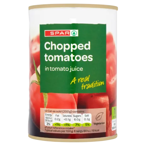 SPAR Chopped Tomatoes in Tomato Juice Tin 400g