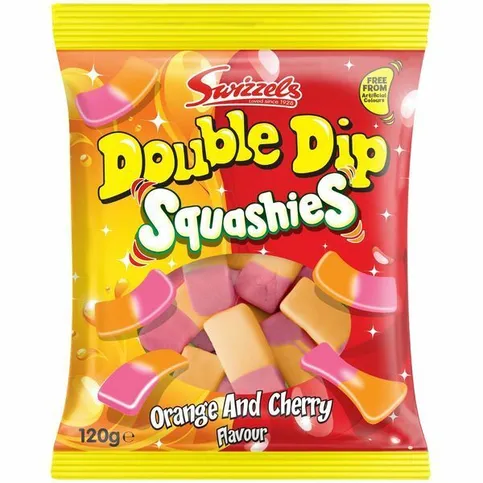 Squashies Double Dip Orange & Cherry 120g