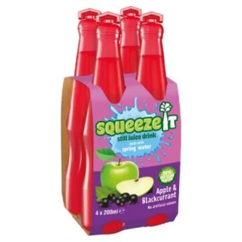 Squeeze It - Apple & Blackcurrant, 4 x 200ml