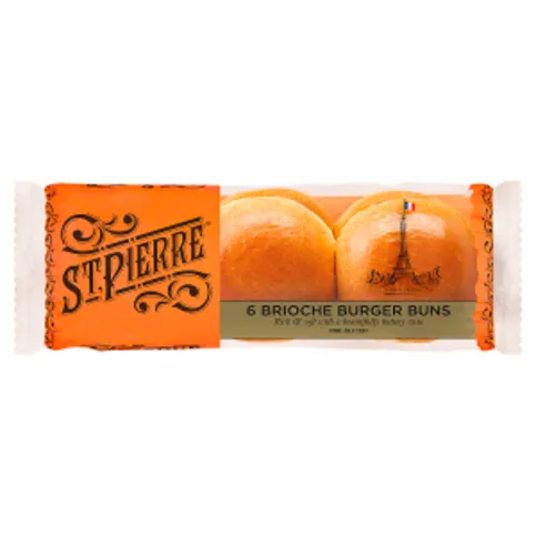 St Pierre Pre-Sliced Brioche Burger Buns 6 Pack