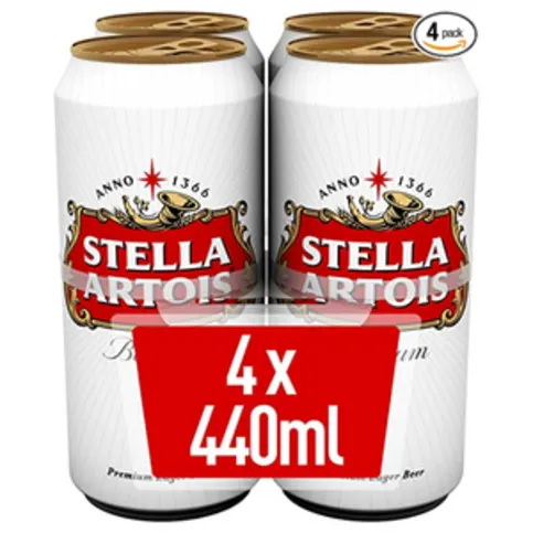 Stella Artois Belgium Premium Lager Beer Cans 4 x 440ml Small Cans