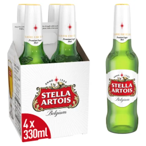 Stella Artois Premium Lager Beer Bottles 4 x 330ml
