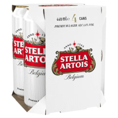 Stella Artois Premium Lager Beer Cans 4 x 440ml