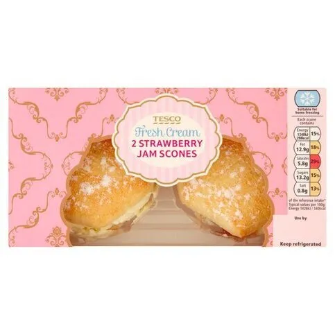 Tesco Strawberry Jam And Cream Scones X2 130g (398525)