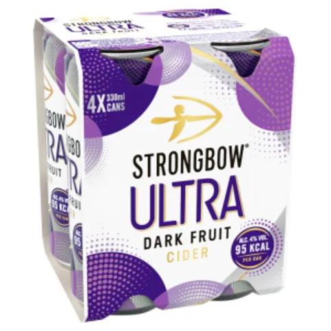Strongbow Ultra Dark Fruit Cider 4 x 330ml Cans