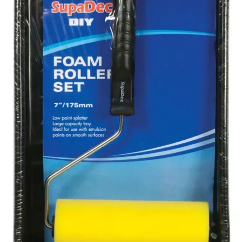 SupaDec DIY Decorating Smooth Surfaces Foam Roller, Tray & Frame Set - 7"/175mm