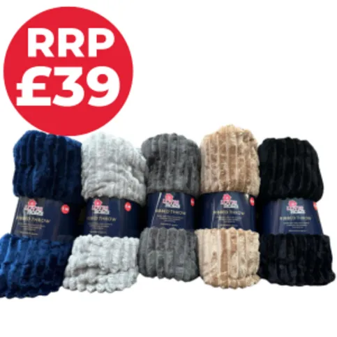KING Size Super Chunky Ribbed Throw - BLACK Colour