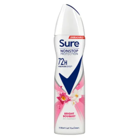 Sure  Anti-Perspirant Deodorant Aerosol Bright Bouquet Nonstop Protection 150ml