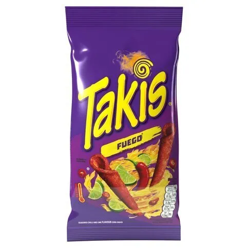 Takis Fuego Seasoned Chilli and Lime Flavour Fried Maize Snack 100g [ LARGE PURPLE BAG ]