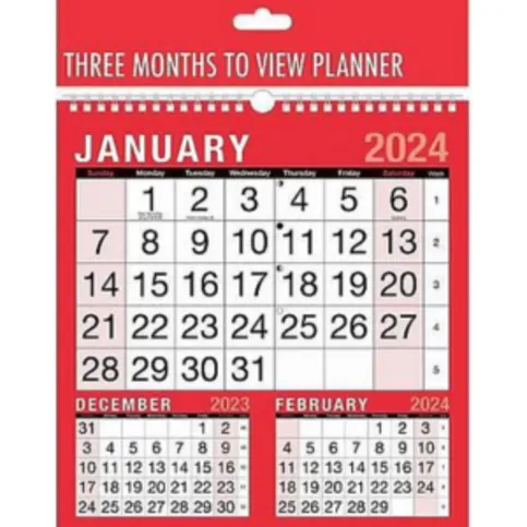 Tallon Three Month to View Calendar