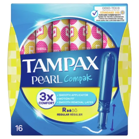 Tampax Pearl Compak Regular Tampons With Applicator X 16