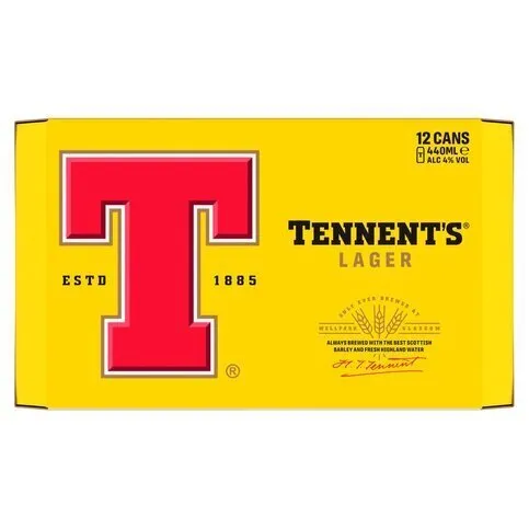 TENNENTS LAGER 4% ABV 12PK CANS (12X440ML)