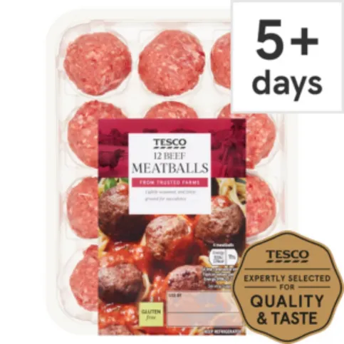 Tesco 12 Beef Meatballs 336g