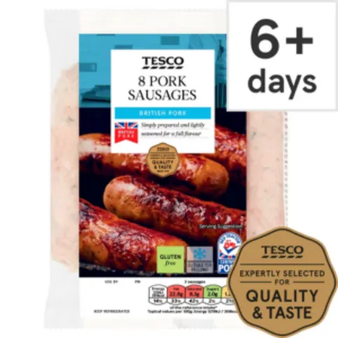 Tesco British Pork Sausages 8 Pack 454g