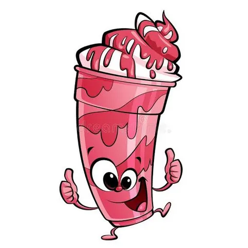 Thick Strawberry Milkshake with Whipped Cream & Topped with Mini Marshmallows & Strawberry Sauce