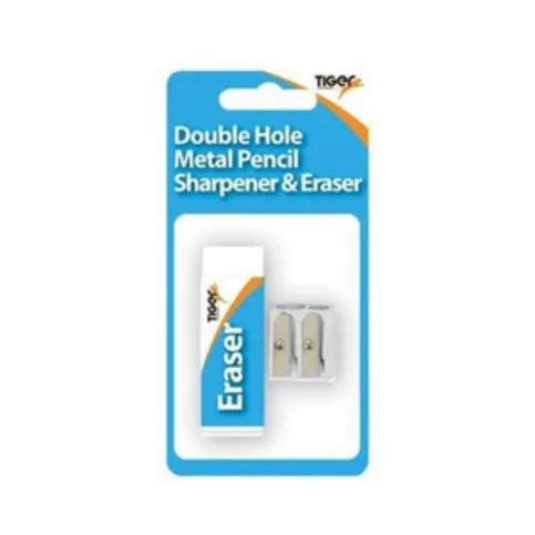 Tiger Eraser and Metal Double Hole Sharpener Set