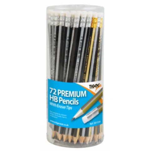 Tiger Premium HB Pencils With Eraser Tips  72 Pack