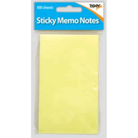 Tiger Yellow Sticky Memo Notes Hang 100 Pack