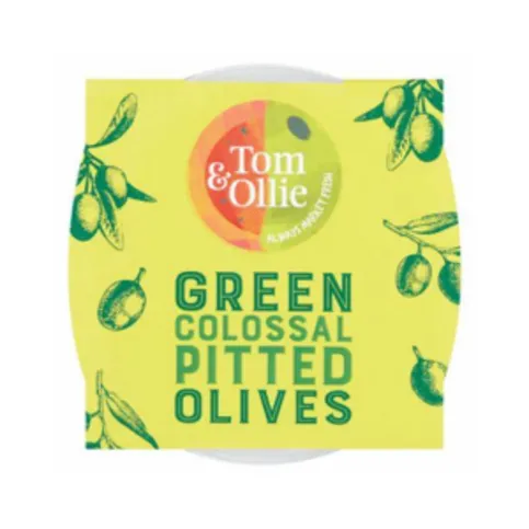 Tom & Ollie Green Pitted Olives 150g