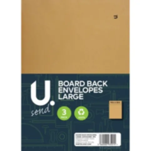 U. Send Board Back Envelopes Large, 229x324mm, 3pk