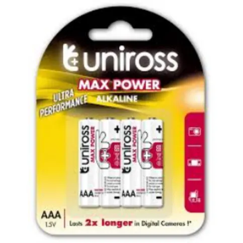 Uniross AAA Power Plus Alkaline 4 Pack