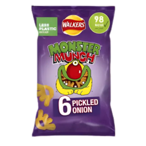 Walkers Monster Munch Pickled Onion Multipack Snacks Crisps 6x20g