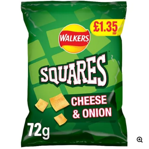 Walkers Squares Cheese and Onion Crisps 72g