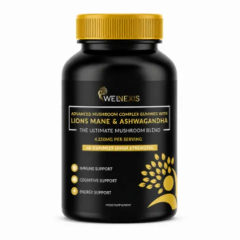 Welnexis Advanced Mushroom Complex Gummies with Lions Mane and Ashwagandha (40 gummies)
