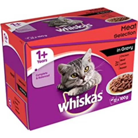 Whiskas 1+ Pouch Meat Selection in Gravy 12 x 100g