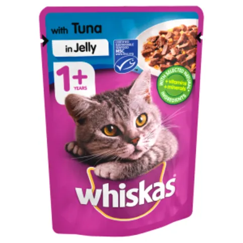 Whiskas Adult Wet Cat Food Pouches Tuna in Jelly 100g
