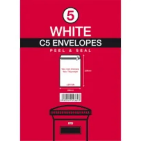 White Envelopes C5 5pk