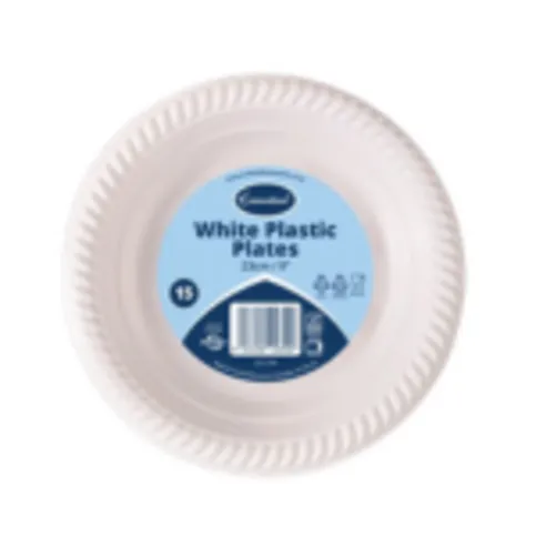 White Plastic Plates, 23cm , 9