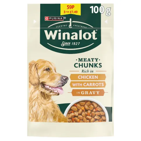 Winalot Meat Chunks Rich in Chicken with Carrots in Gravy 100g