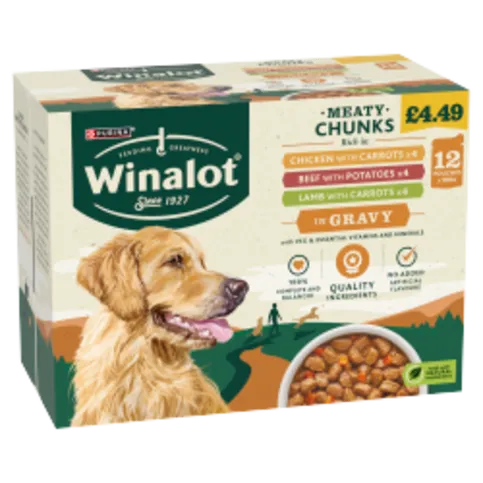 WINALOT WET DOG MIXED IN GRAVY PM£4.49 (12X100G)
