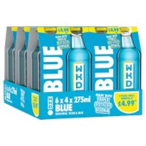WKD BLUE 3.4% ABV 4PK BOTTLES PM£4.99 (4X275ML)