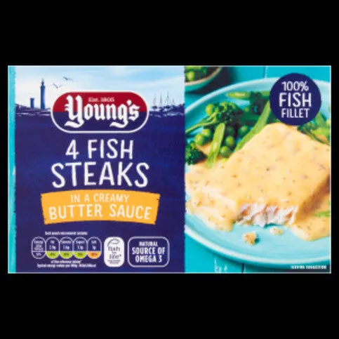 Young's Fish Steaks in a Creamy Butter Sauce 4 Pack 560g