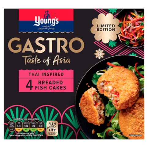 Young's Gastro Taste of Asia Thai Inspired 4 Breaded Fish Cakes 400g