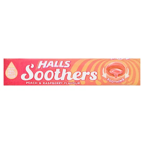 Halls Soothers Raspberry Peach Cough Drops 45g