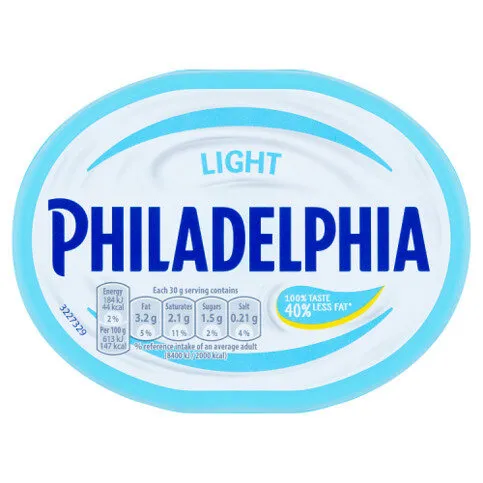 Philadelphia Light Soft Cream Cheese The same great taste with 40% Less Fat Tub 165 g