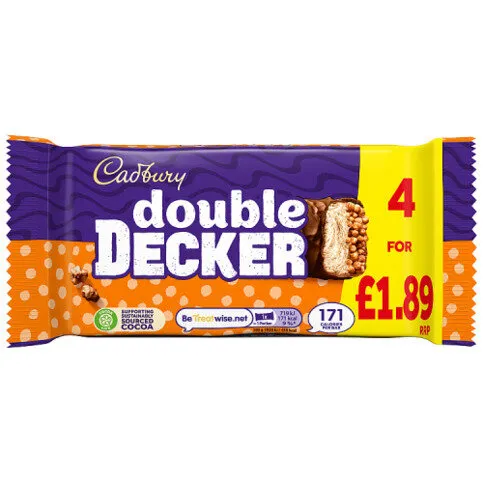 Cadbury Double Decker Chocolate Bar 4 Pack 149.2g