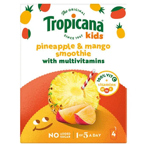 Tropicana Kids Pineapple & Mango Smoothie 4 x 150ml